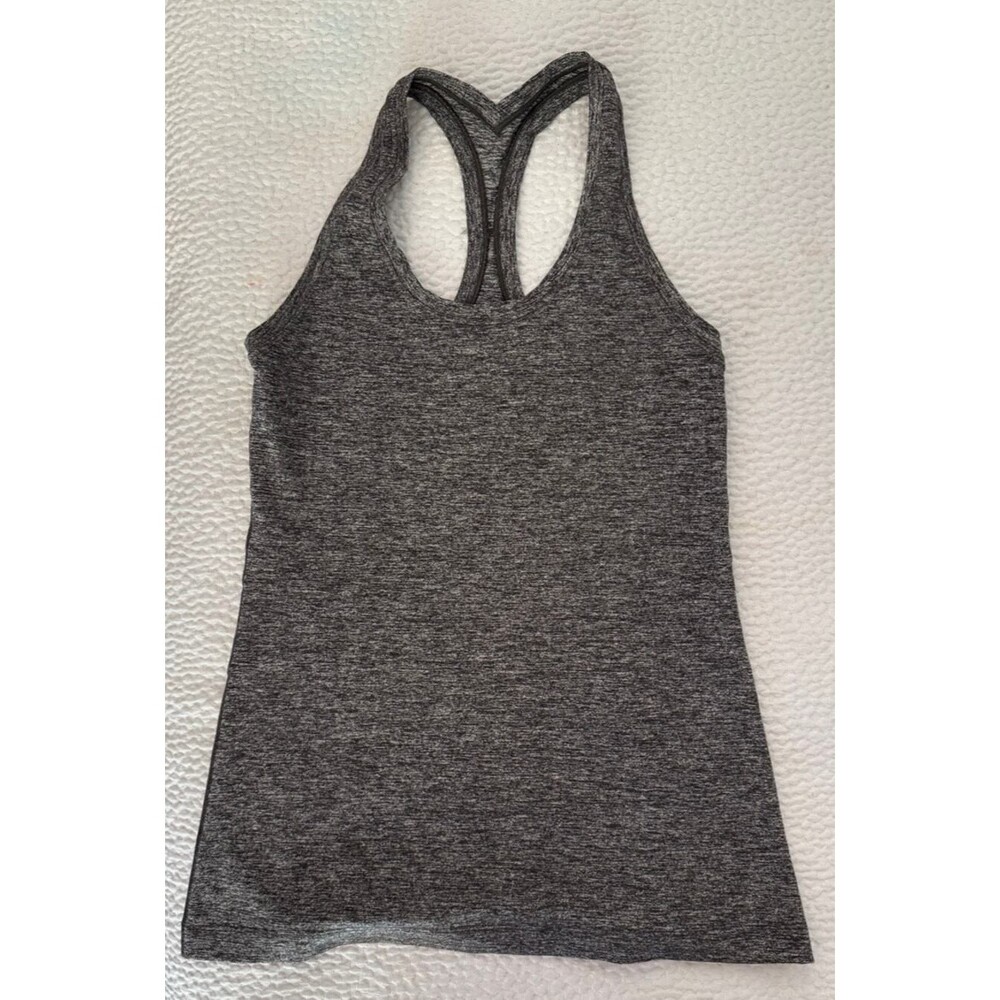 Lululemon Cool Racerback Tank Top Heathered Dark Gray Athletic Yoga Shirt 8